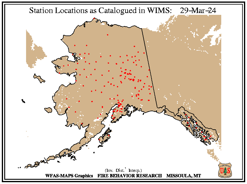 Alaska Fire Weather station location from WIMS
